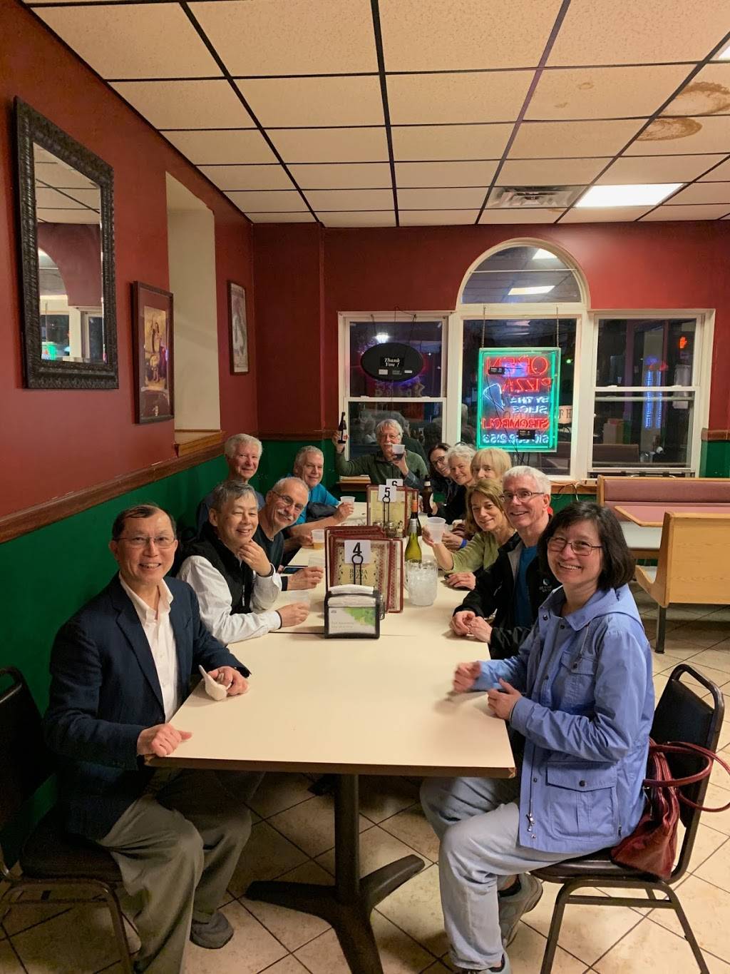 Customers dining together at Roma Pizza in Hellertown, Pennsylvania